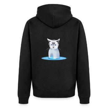 Katze - Unisex Premium Bio Zip Hoodie - Schwarz - Hinten - Nico (187cm)