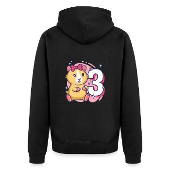 3. Geburtstag Meerschwein Mädchen 3 Jahre alt - Unisex Premium Bio Zip Hoodie - Schwarz - Hinten - Nico (187cm)