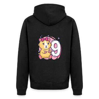 9ème anniversaire Cochon d’Inde Fille de 9 ans - Veste à capuche bio Premium Unisexe - noir - Dos - Nico (187cm)