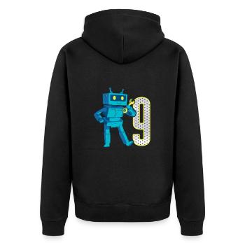9. Geburtstag Retro Roboter 9 Jahre alt Robotik - Unisex Premium Bio Zip Hoodie - Schwarz - Hinten - Nico (187cm)