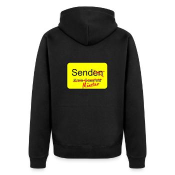 Send Münster - Unisex Premium Bio Zip Hoodie - Schwarz - Hinten - Nico (187cm)