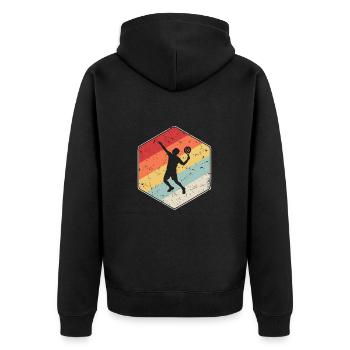 Padel Spieler Padelspieler Vintage Padel-Tennis - Unisex Premium Bio Zip Hoodie - Schwarz - Hinten - Nico (187cm)