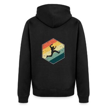Parkour Läufer Freerunner Freerunning Retro - Unisex Premium Bio Zip Hoodie - Schwarz - Hinten - Nico (187cm)