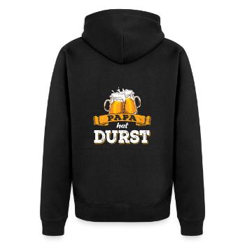 Papa hat Durst - Vatertag - Trinken - Männertag - Unisex Premium Bio Zip Hoodie - Schwarz - Hinten - Nico (187cm)