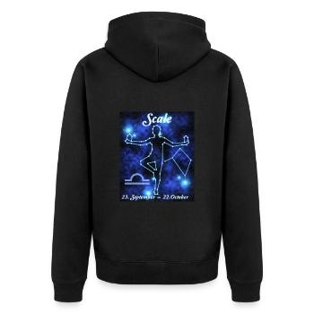 Sternzeichen Waage, Sternenbild, Astrologie - Unisex Premium Bio Zip Hoodie - Schwarz - Hinten - Nico (187cm)