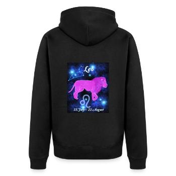Sternzeichen Löwe, Sternenbild, Astrologie - Unisex Premium Bio Zip Hoodie - Schwarz - Hinten - Nico (187cm)