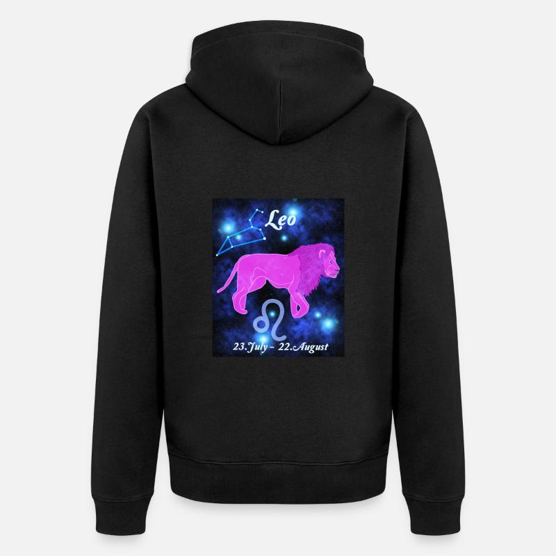 Sternzeichen Löwe, Sternenbild, Astrologie - Unisex Premium Bio Zip Hoodie - Schwarz