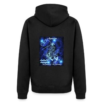 Sternzeichen Wassermann, Sternenbild, Astrologie - Unisex Premium Bio Zip Hoodie - Schwarz - Hinten - Nico (187cm)