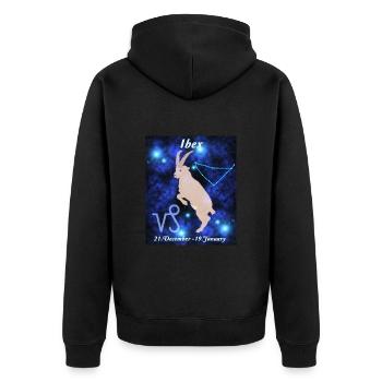 Sternzeichen Steinbock, Sternenbild, Astrologie - Unisex Premium Bio Zip Hoodie - Schwarz - Hinten - Nico (187cm)