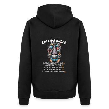 5 règles d’un gnome amusant - Veste à capuche bio Premium Unisexe - noir - Dos - Nico (187cm)