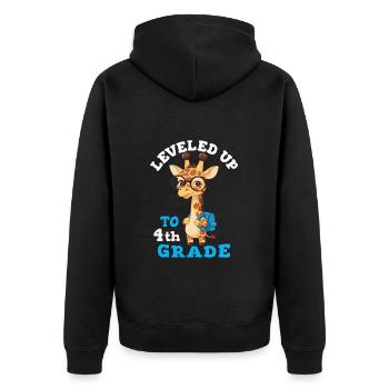 In die 4. Klasse hochgestuft - Lustige Giraffe - Unisex Premium Bio Zip Hoodie - Schwarz - Hinten - Nico (187cm)