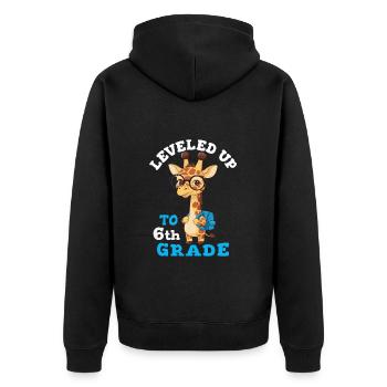 Mis à niveau en 6e année - Girafe drôle - Veste à capuche bio Premium Unisexe - noir - Dos - Nico (187cm)