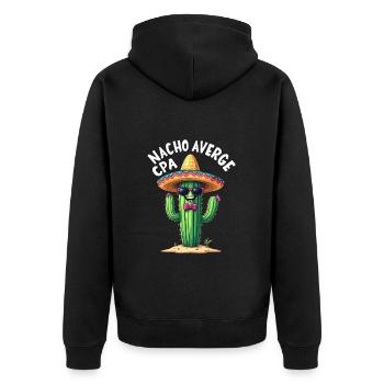 Nicht nur ein gewöhnlicher Steuerberater, Kaktus - Unisex Premium Bio Zip Hoodie - Schwarz - Hinten - Nico (187cm)