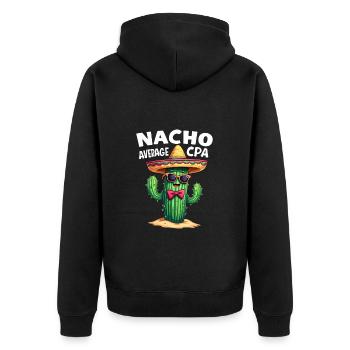 Nicht nur ein gewöhnlicher Steuerberater, Kaktus - Unisex Premium Bio Zip Hoodie - Schwarz - Hinten - Nico (187cm)
