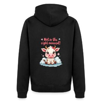 Süße traurige Kuh nicht in der richtigen Stimmung - Unisex Premium Bio Zip Hoodie - Schwarz - Hinten - Nico (187cm)