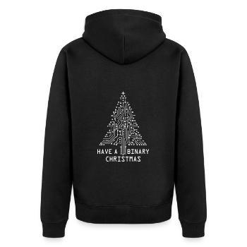 Tech inspired Christmas Tree for a Geeky Holiday - Unisex Premium Organic Zip Hoodie - black - Back - Nico (187cm)