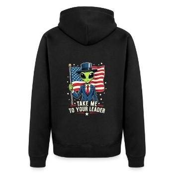 Emmenez-moi à votre leader USA Patriot Alien - Veste à capuche bio Premium Unisexe - noir - Dos - Nico (187cm)