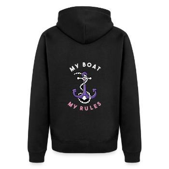 Mon bateau Mes règles Ancre et cordage - Veste à capuche bio Premium Unisexe - noir - Dos - Nico (187cm)