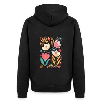 Motif floral Otomi Art culturel - Veste à capuche bio Premium Unisexe - noir - Dos - Nico (187cm)