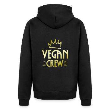 Vegan Crew - Unisex Premium Organic Zip Hoodie - black - Back - Nico (187cm)