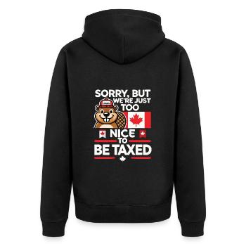 Trop beau pour les tarifs douaniers – Satire des tarifs commerciaux du Canada - Veste à capuche bio Premium Unisexe - noir - Dos - Nico (187cm)