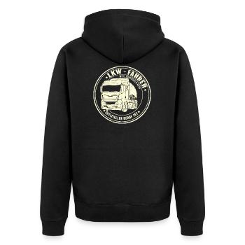 LKW-Fahrer Trucker Fernfahrer - Unisex Premium Bio Zip Hoodie - Schwarz - Hinten - Nico (187cm)