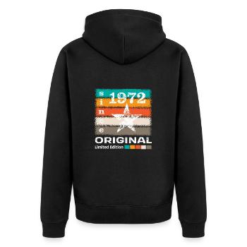 Geburtsjahr 1972 Retro - Unisex Premium Bio Zip Hoodie - Schwarz - Hinten - Nico (187cm)