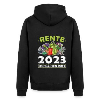Rente 2023 Garten Ruft Ruhestand Gärtner Rentner - Unisex Premium Bio Zip Hoodie - Schwarz - Hinten - Nico (187cm)