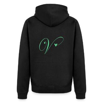 Monogramme V Vigne Coeur - Veste à capuche bio Premium Unisexe - noir - Dos - Nico (187cm)