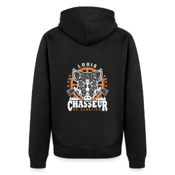 Louis chasseur de sanglier Humour Chasse - Veste à capuche bio Premium Unisexe - noir - Dos - Nico (187cm)