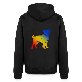 Corgi Hund Bunt - Unisex Premium Bio Zip Hoodie - Schwarz - Hinten - Nico (187cm)