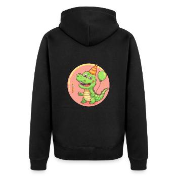 Alligator Birthday Baby - Unisex Premium Organic Zip Hoodie - black - Back - Nico (187cm)