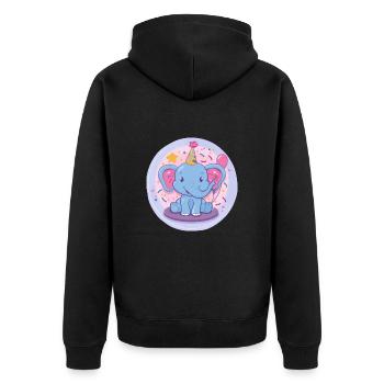 Elefant Geburtstag Baby - Unisex Premium Bio Zip Hoodie - Schwarz - Hinten - Nico (187cm)