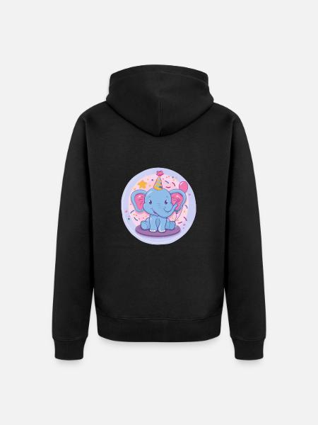 Elephant Birthday Baby - Unisex Premium Organic Zip Hoodie - black