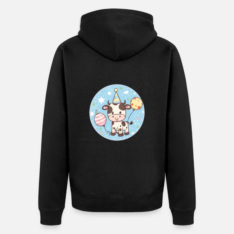 Vache Anniversaire Bébé - Veste à capuche bio Premium Unisexe - noir