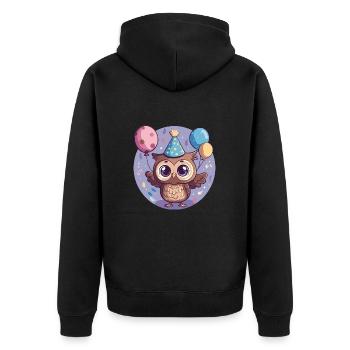 hibou anniversaire bébé - Veste à capuche bio Premium Unisexe - noir - Dos - Nico (187cm)