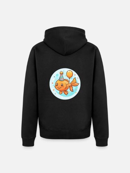 Goldfisch Geburtstag Baby - Unisex Premium Bio Zip Hoodie - Schwarz