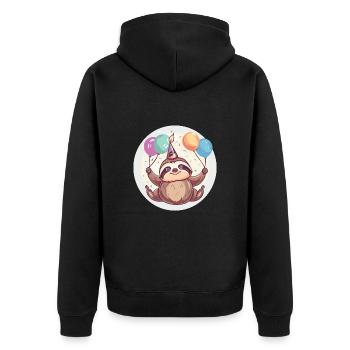Faultier Geburtstag Baby - Unisex Premium Bio Zip Hoodie - Schwarz - Hinten - Nico (187cm)