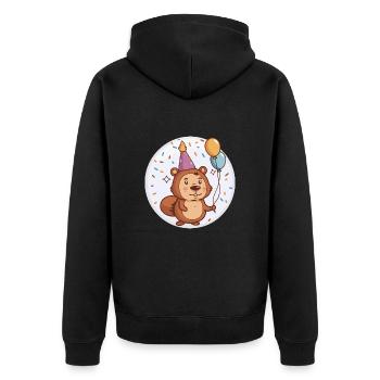 Bébé d’anniversaire de castor - Veste à capuche bio Premium Unisexe - noir - Dos - Nico (187cm)