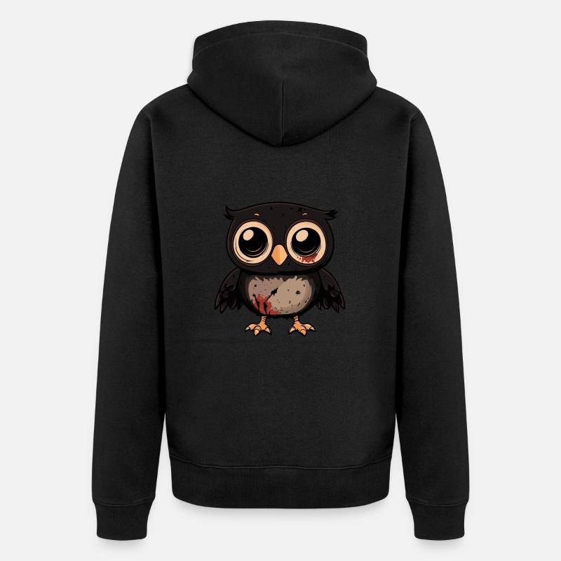 Eule Halloween Comic Lustig - Unisex Premium Bio Zip Hoodie - Schwarz
