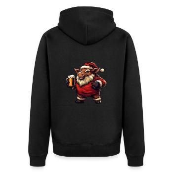 Pork Beer Xmas Christmas Wild Boar - Unisex Premium Organic Zip Hoodie - black - Back - Nico (187cm)