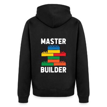 Brick Builder Brick Building Master Builder - Unisex Premium Organic Zip Hoodie - black - Back - Nico (187cm)