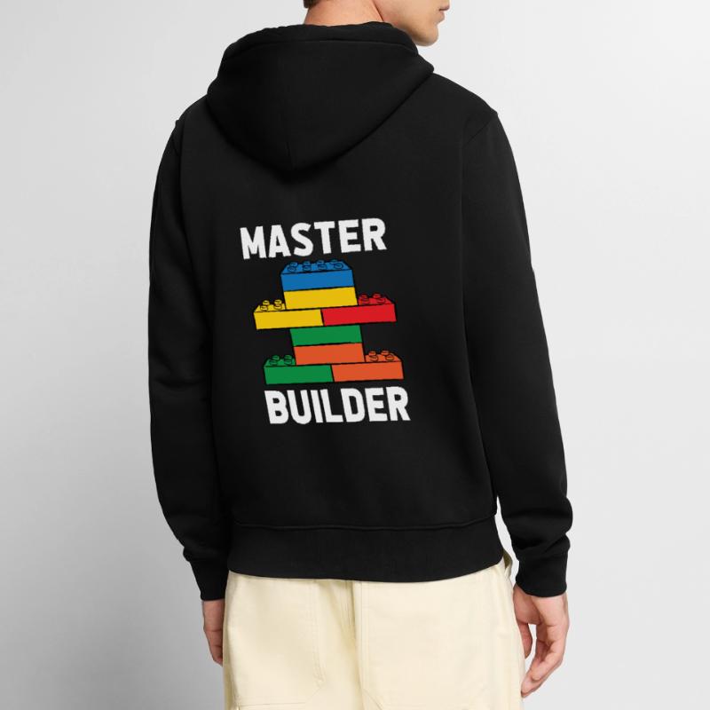 Constructeur de briques Bâtiment en briques Maître constructeur Veste à capuche bio Premium Unisexe