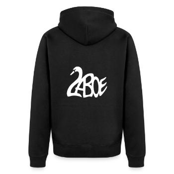 Laboe Schwan weiss - Unisex Premium Bio Zip Hoodie - Schwarz - Hinten - Nico (187cm)