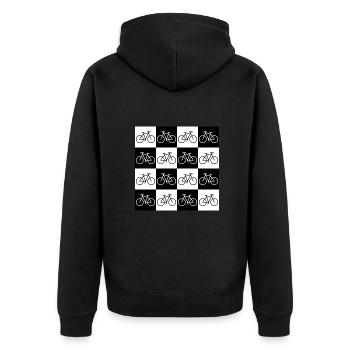 Bicycle checkerboard for cyclists - Unisex Premium Organic Zip Hoodie - black - Back - Nico (187cm)