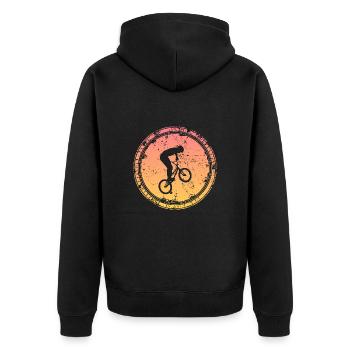 BMX Fahrer Junge BMX Fahrrad Kinder - Unisex Premium Bio Zip Hoodie - Schwarz - Hinten - Nico (187cm)