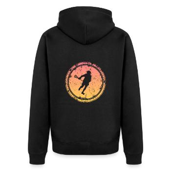 Lacrosse Spieler Lacrossespieler LAX - Unisex Premium Bio Zip Hoodie - Schwarz - Hinten - Nico (187cm)