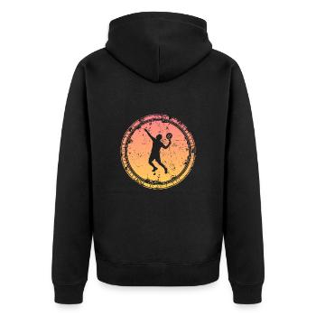 Padel Spieler Padelspieler Padel-Tennis - Unisex Premium Bio Zip Hoodie - Schwarz - Hinten - Nico (187cm)