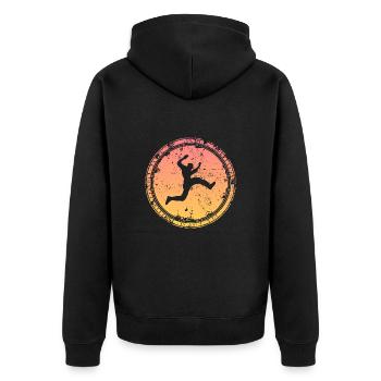 Parkour Läufer Freerunner Retro Freerunning - Unisex Premium Bio Zip Hoodie - Schwarz - Hinten - Nico (187cm)