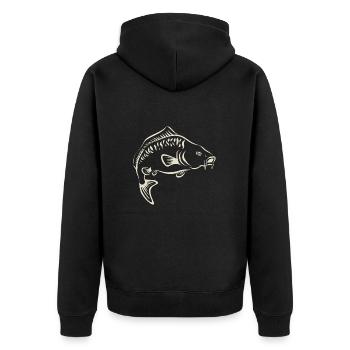 Pêcheur - pêche - carpe - dessiné à la main - Veste à capuche bio Premium Unisexe - noir - Dos - Nico (187cm)